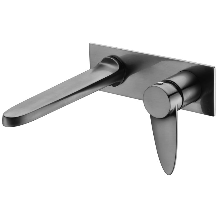 Brushed Nickel Wall Mounted Single-Handle Bathroom Faucet