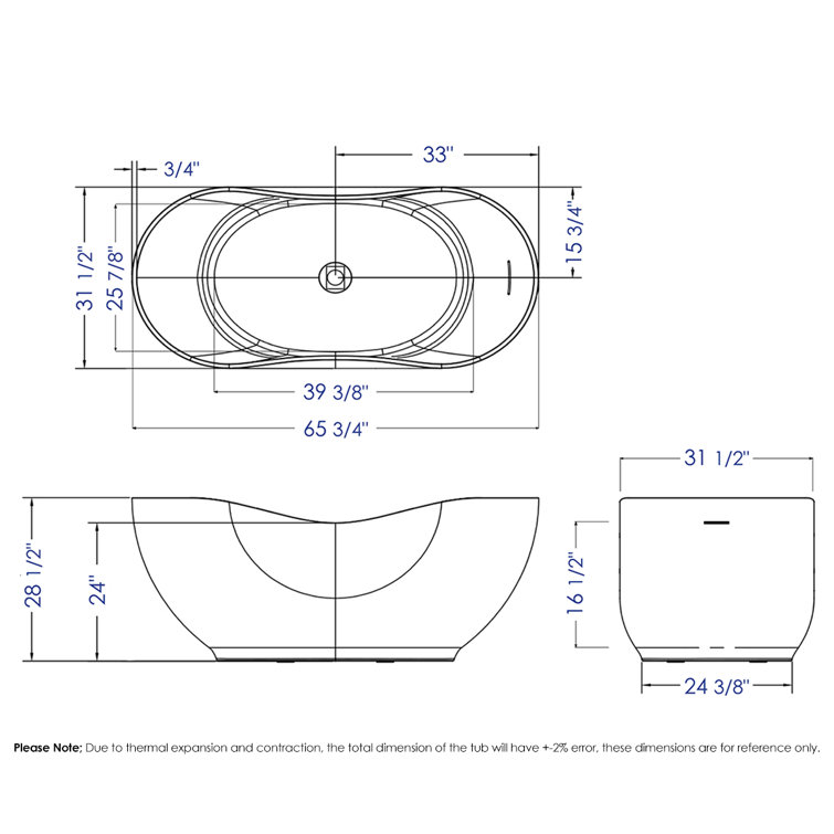 66'' White Freestanding Solid Surface Soaking Bathtub