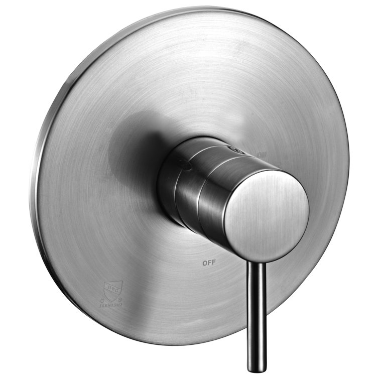 Brushed Nickel Round Single-Handle Shower Mixer with Lever