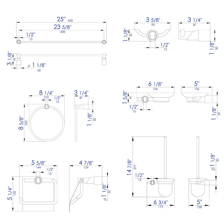 Brushed Nickel 6-Piece Bathroom Accessory Set