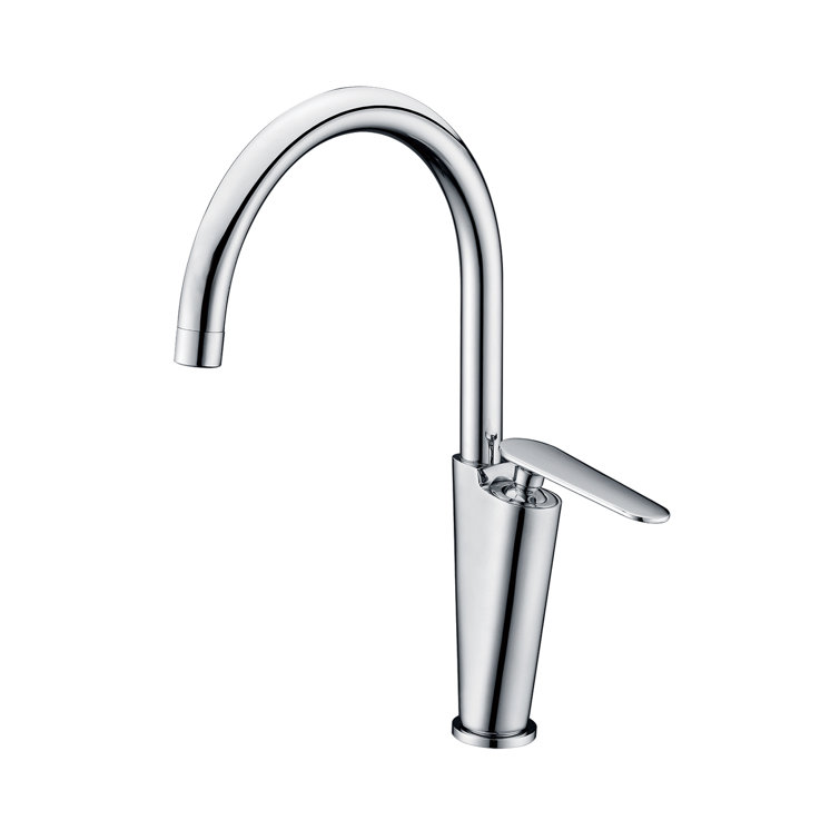 Polished Chrome Single-Handle Gooseneck Bathroom Faucet