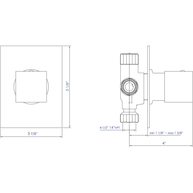 Polished Chrome Square Wall-Mounted Shower Diverter