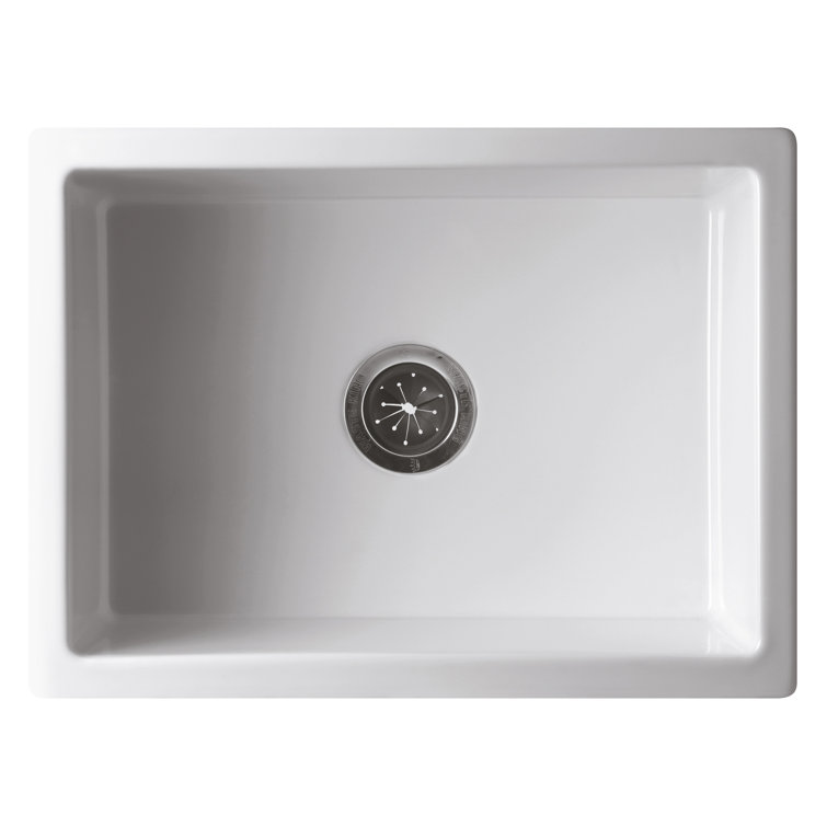 24'' White Fireclay Farmhouse Drop-In Single Bowl Sink
