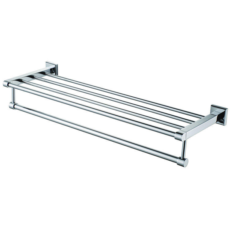 Polished Chrome 24" Wall Mounted Towel Rack and Shelf