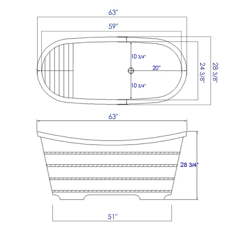 63'' Natural Cedar Freestanding Soaking Bathtub with Iron Wraps