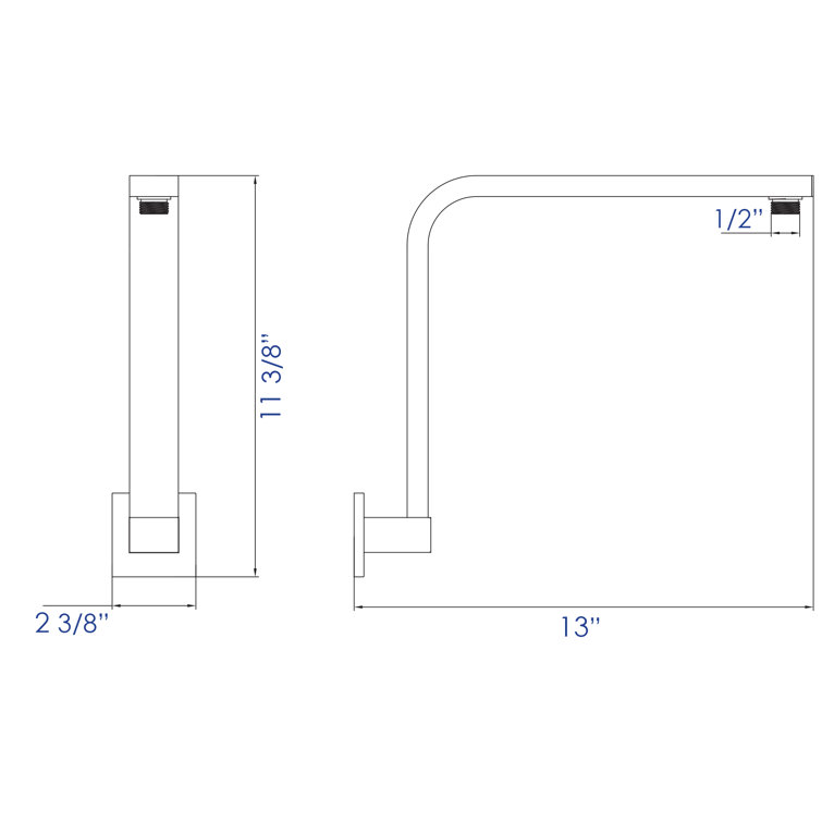 Polished Chrome 13" Wall Mounted Shower Arm