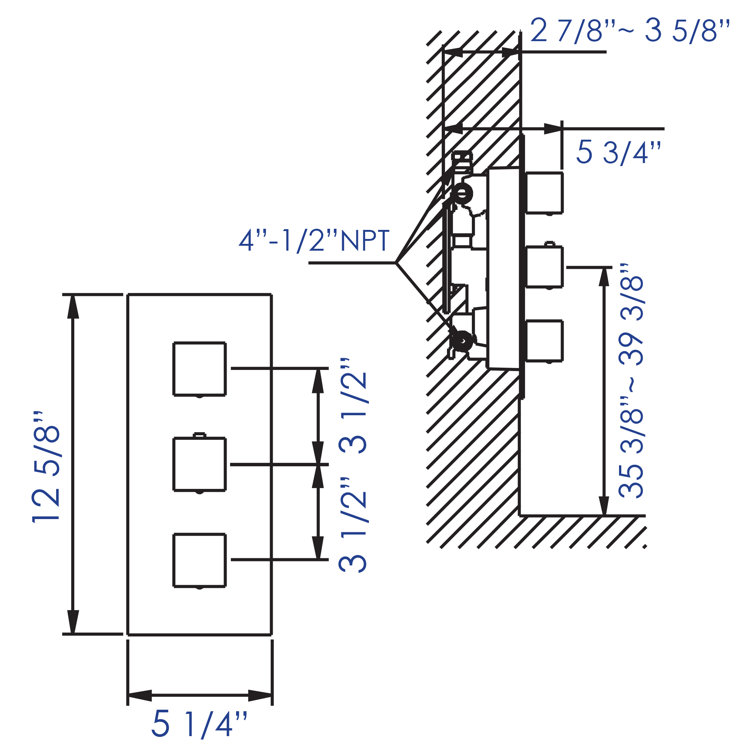 Polished Chrome Wall-Mounted Thermostatic Shower Mixer