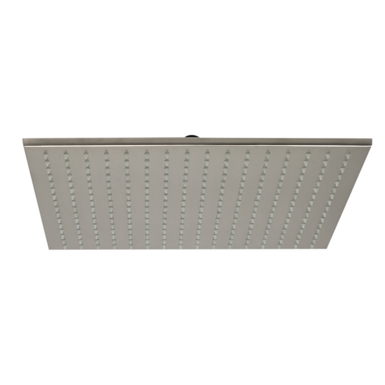 Brushed Nickel Square LED Rain Shower Head, 16-inch
