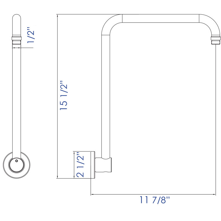 12" Polished Chrome Wall Mounted Shower Arm