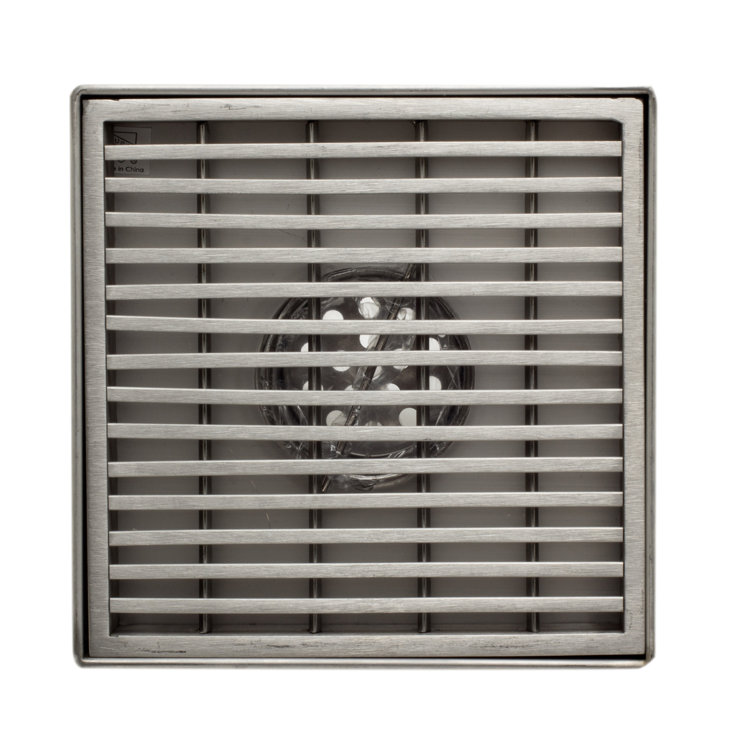 5.25'' Square Stainless Steel Shower Drain with Groove Lines