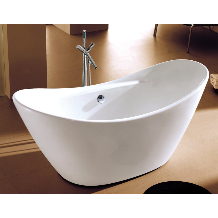 68'' White Freestanding Acrylic Soaking Bathtub