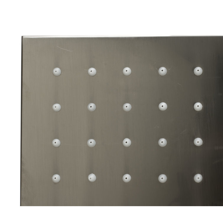 Brushed Nickel Square LED Rain Shower Head, 16-inch