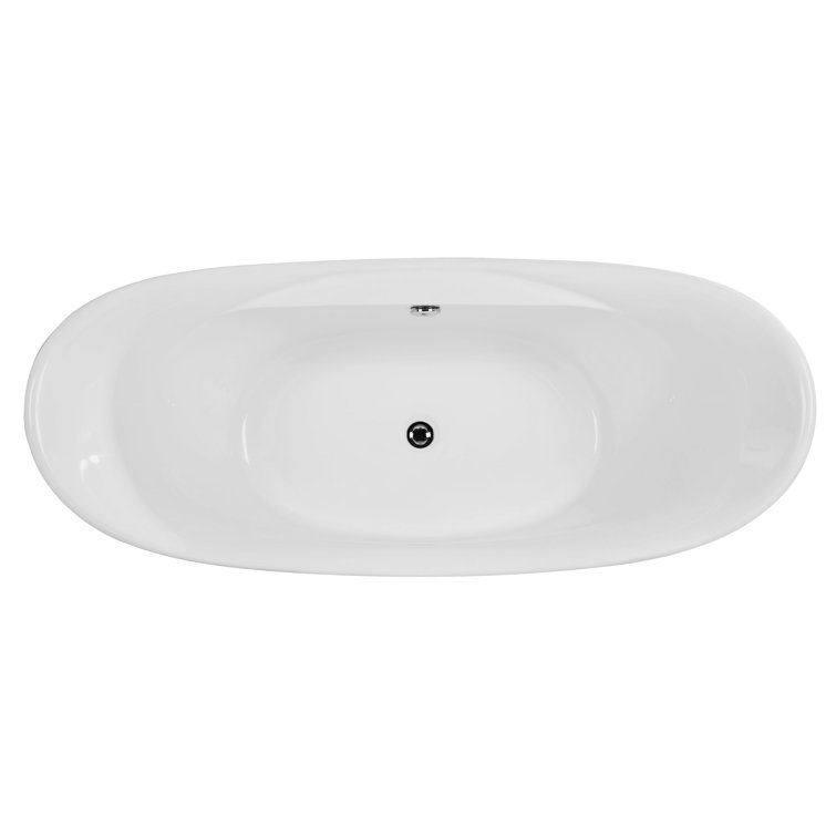 68'' White Freestanding Acrylic Soaking Bathtub