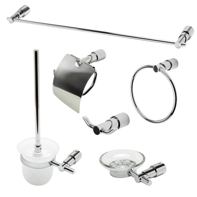 Polished Chrome 6-Piece Modern Bathroom Accessory Set