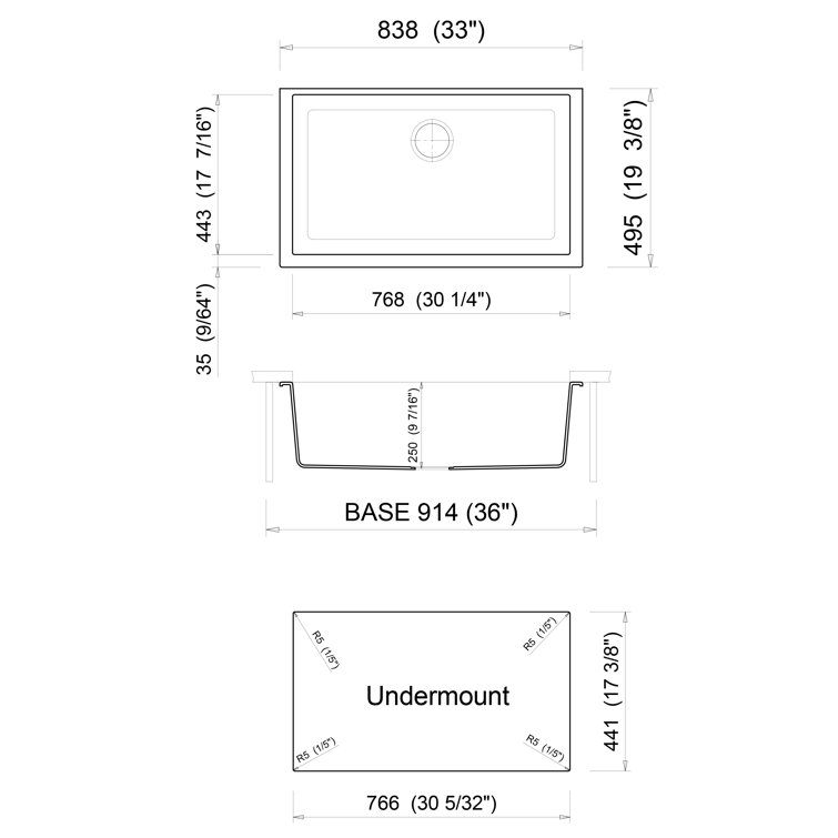 Chocolate 33'' Single Bowl Granite Undermount Kitchen Sink