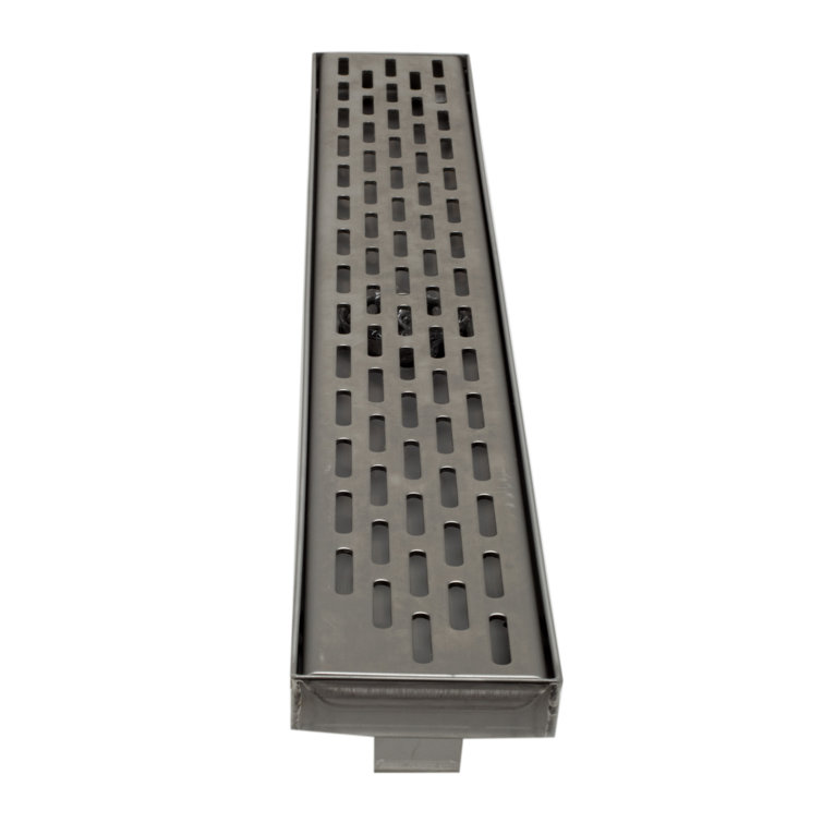 24" Silver Stainless Steel Linear Shower Drain with Groove Holes