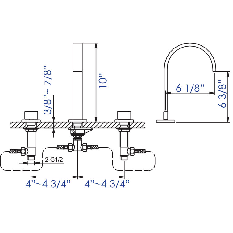 Polished Chrome Gooseneck 6.19" Widespread Bathroom Faucet