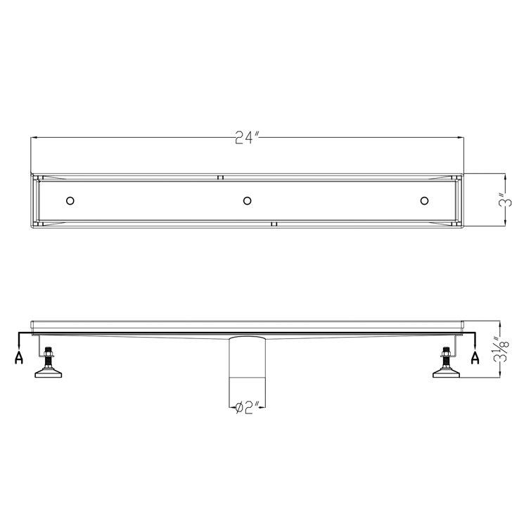 24" Stainless Steel Linear Shower Drain without Cover