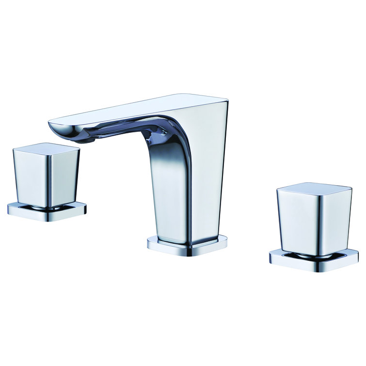 Polished Chrome Modern Widespread Bathroom Faucet Set