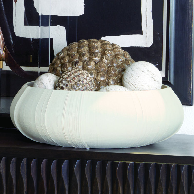 Handcrafted Soft White Porcelain Centerpiece Bowl, 18"