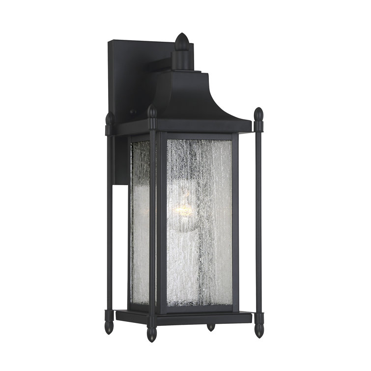 Black Metal 16" Dimmable Outdoor Wall Lantern Sconce