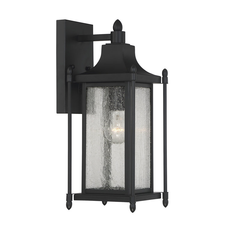 Black Metal 16" Dimmable Outdoor Wall Lantern Sconce