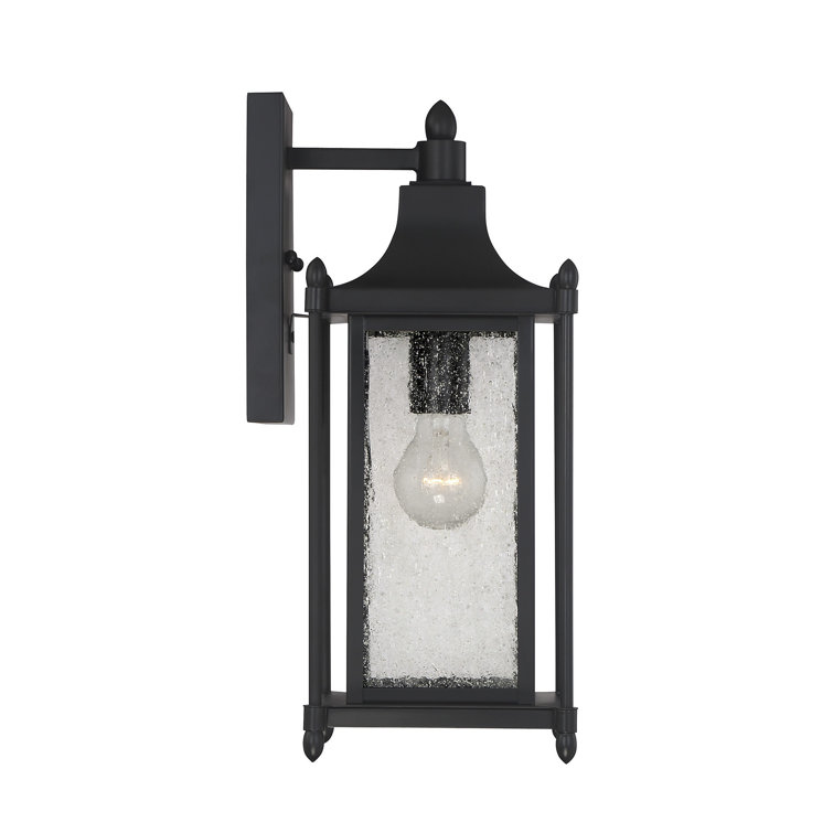 Black Metal 16" Dimmable Outdoor Wall Lantern Sconce