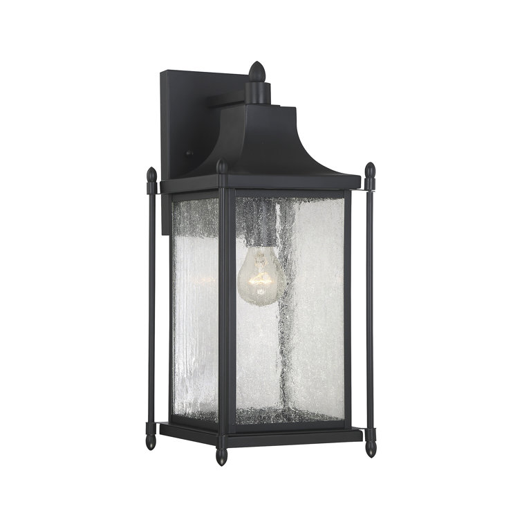 Black Transitional Outdoor/Indoor Dimmable Lantern with Clear Seeded Glass
