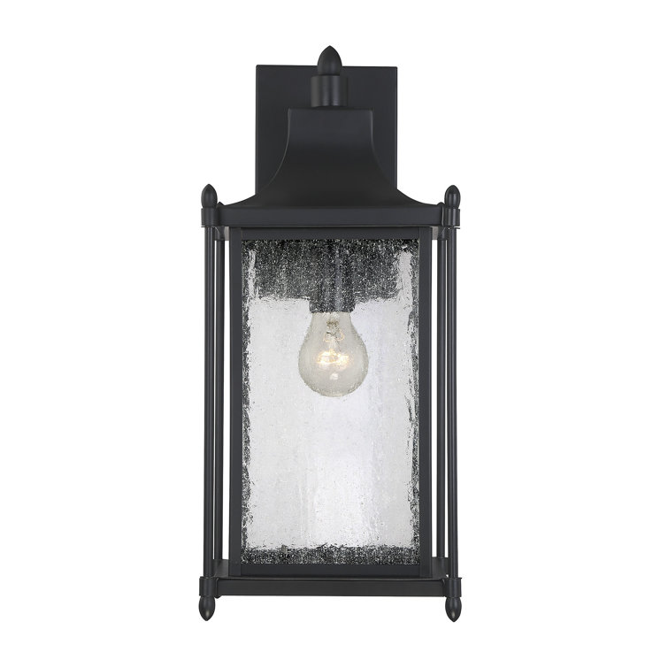 Black Metal 16" Dimmable Outdoor Wall Lantern Sconce