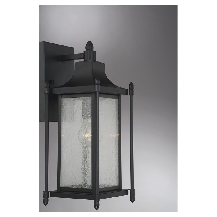Black Metal 16" Dimmable Outdoor Wall Lantern Sconce