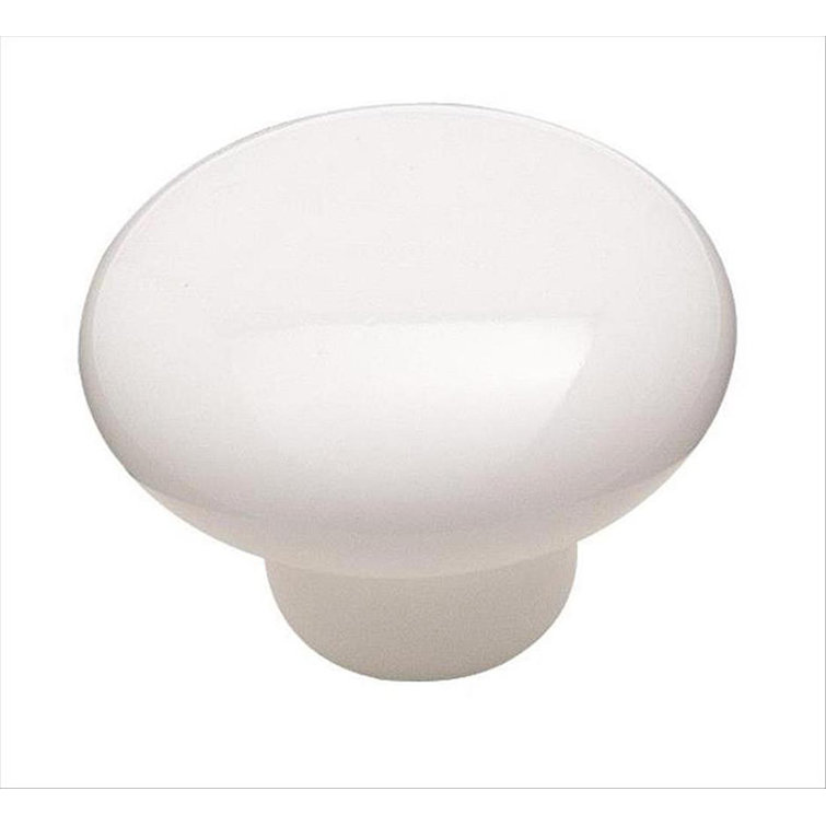 White Ceramic 1.5" Mushroom Cabinet Knob
