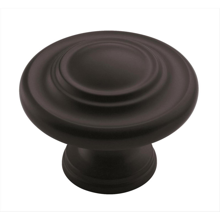 Matte Black 1-3/4 Inch Round Cabinet Knob with Mounting Hardware