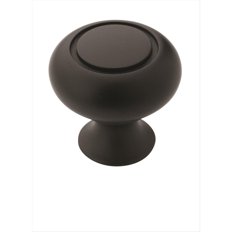 Matte Black Round Cabinet Knob with Mounting Hardware