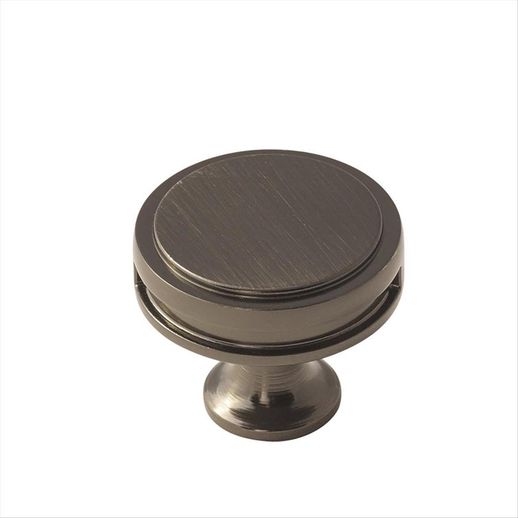 Gunmetal Round Steel Knob with Mounting Hardware