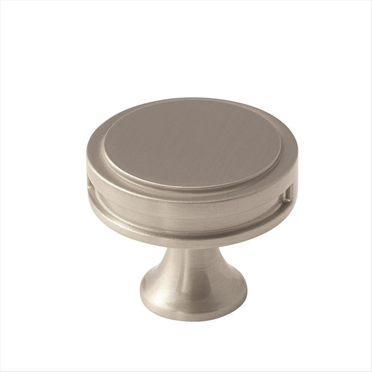 Modern Brushed Nickel Round Cabinet Knob with Mounting Hardware
