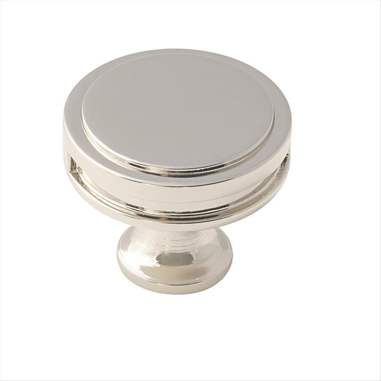 Polished Nickel Round Cabinet Knob with Mounting Hardware