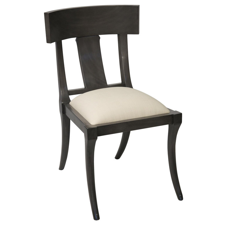 Athena Black Wood Slat Back Upholstered Side Chair