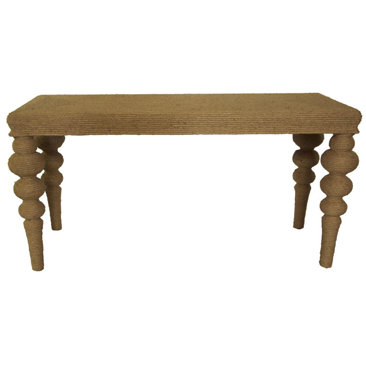 Ismail 64'' Natural Solid Wood Rope-Wrapped Console Table
