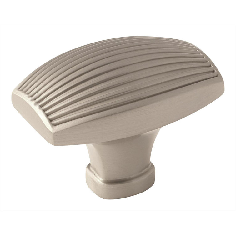Satin Nickel Ribbed T-Handle Cabinet Knob with Mounting Hardware