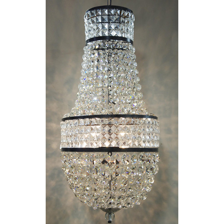 Elegant Noir Anna 4-Light Empire Chandelier with Faceted Crystals