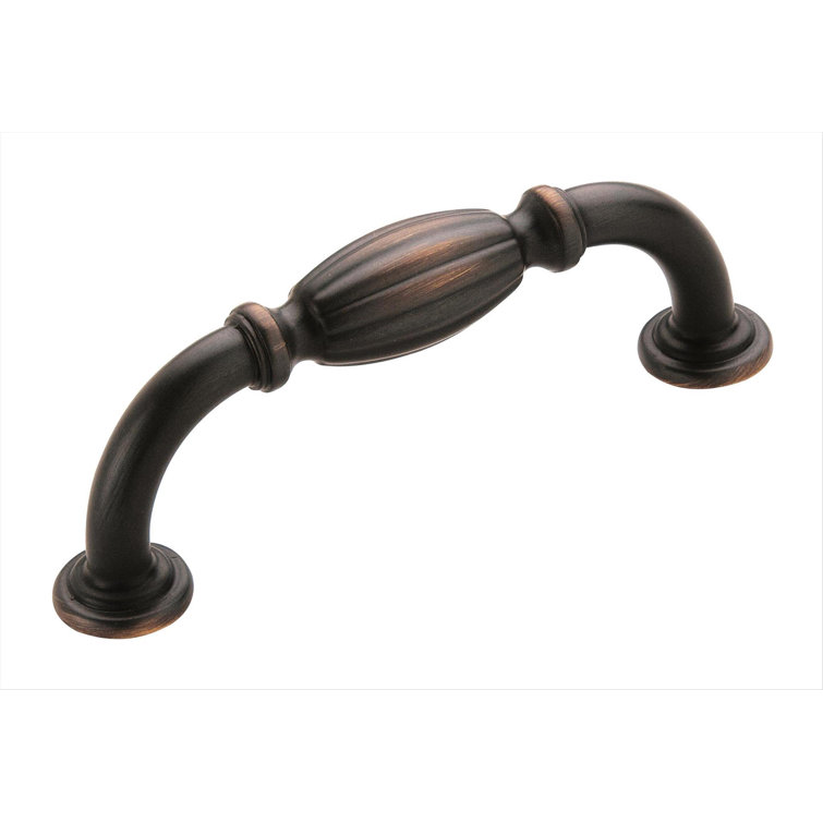 Polished Nickel Ribbed Barrel Cabinet Pull Handle