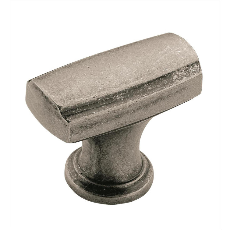 Aged Pewter Rectangular Transitional Cabinet Knob