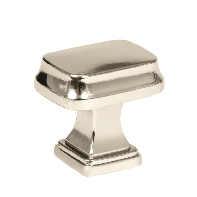 Polished Nickel Rectangular Cabinet Knob with Mounting Hardware