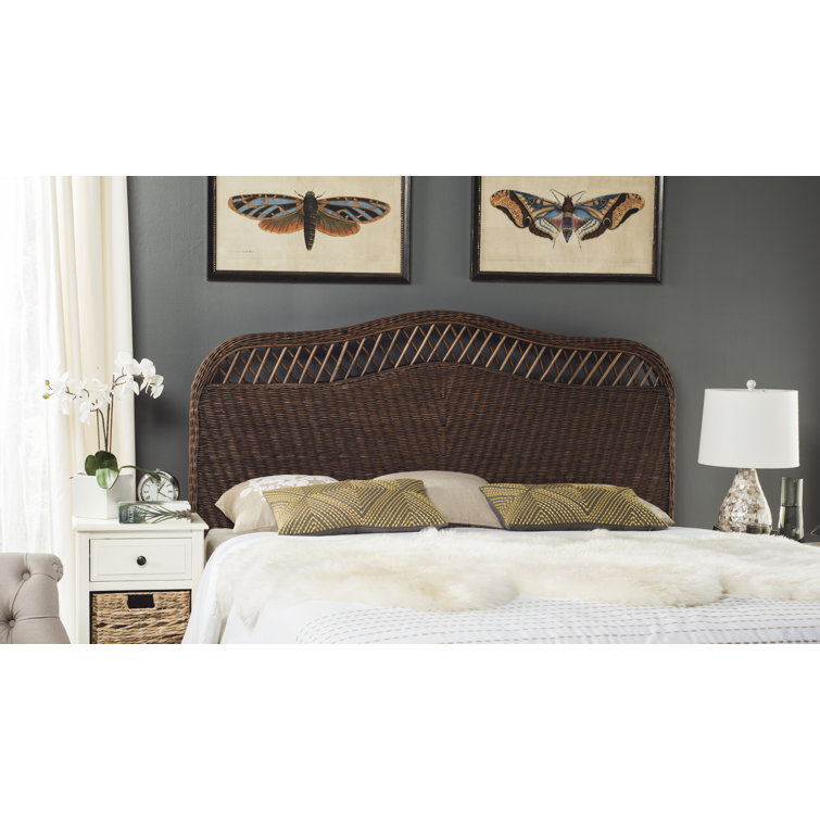 Transitional Wicker Queen Headboard in Tonal Brown