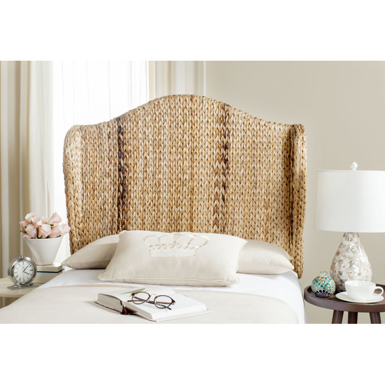 Nadine Transitional Winged Banana Leaf Fiber Twin Headboard in Rich Brown