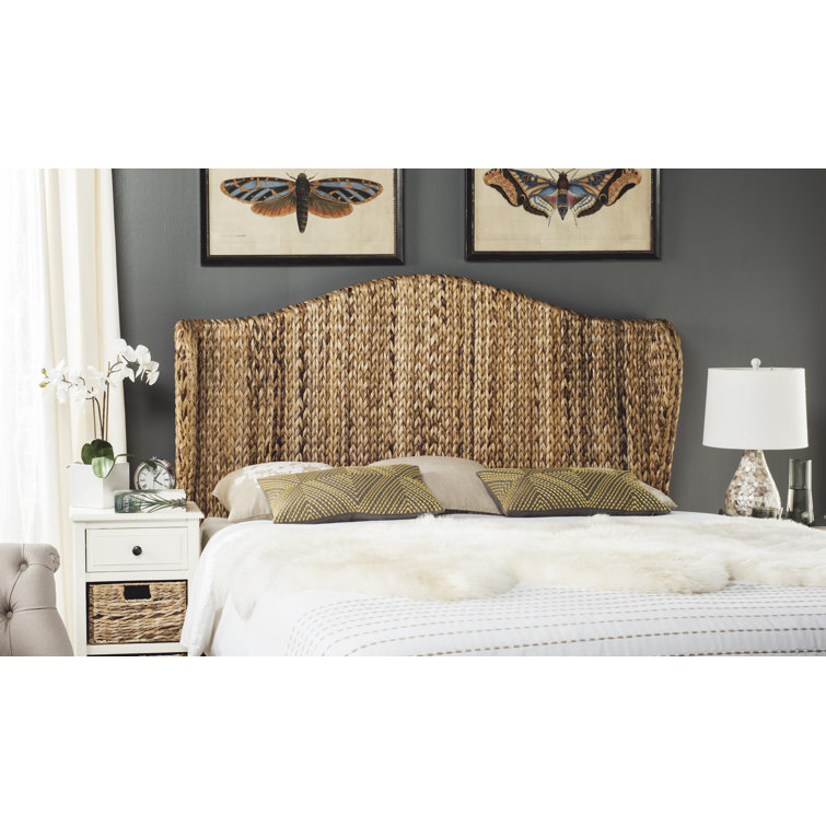 Nadine Transitional Winged Banana Leaf Fiber Twin Headboard in Rich Brown