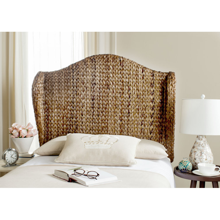 Nadine Transitional Winged Banana Leaf Fiber Twin Headboard in Rich Brown