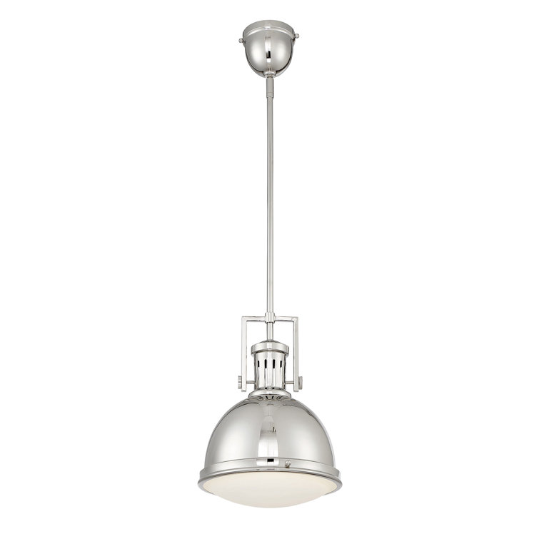 Polished Nickel 1-Light Pendant with White Opal Glass Shade