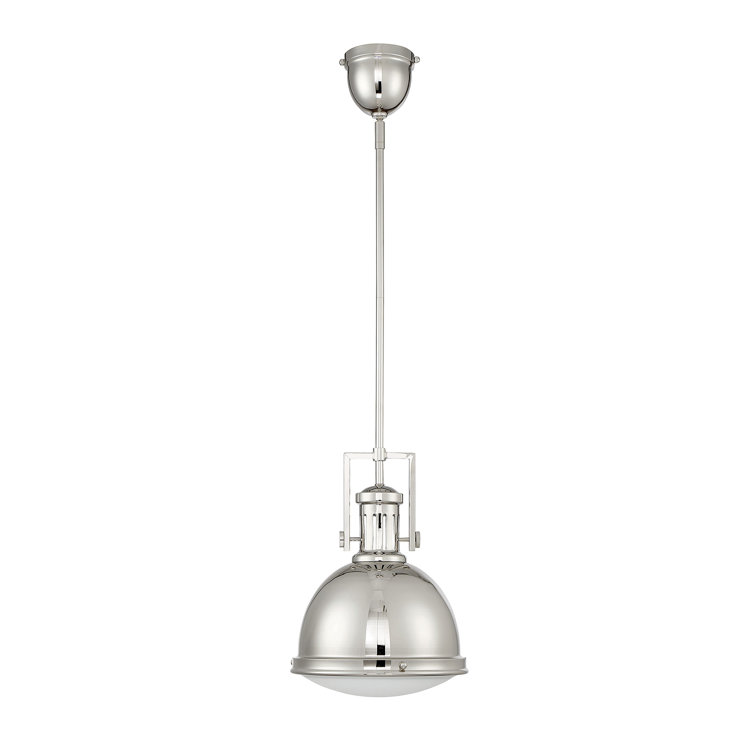 Polished Nickel 1-Light Pendant with White Opal Glass Shade