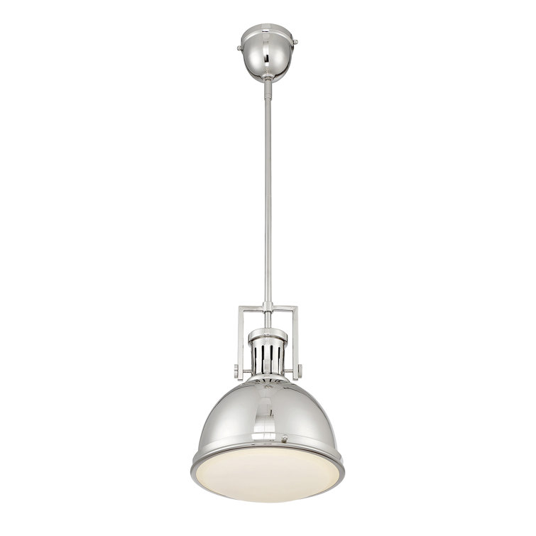 Polished Nickel 1-Light Pendant with White Opal Glass Shade